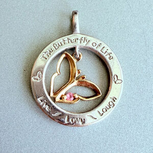 14K Gold Ruby Butterfly Of Life Cancer Hope Charm Sterling 925 Pendant Live Love